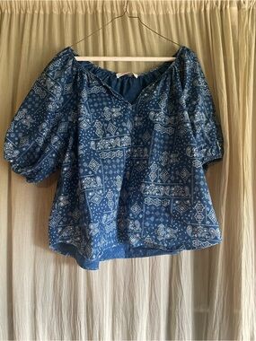 Organic by John Patrick 100% cotton blouse bandana L